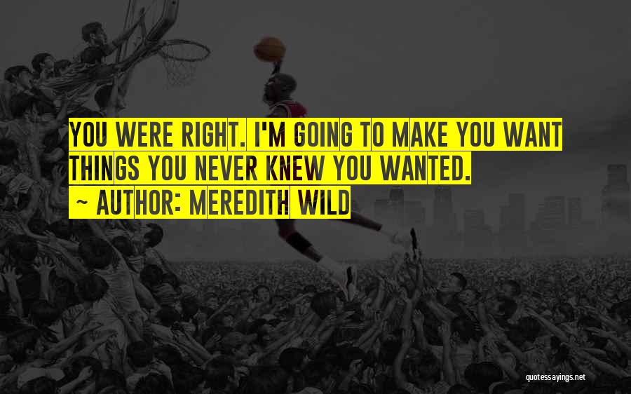 Meredith Wild Quotes: You Were Right. I'm Going To Make You Want Things You Never Knew You Wanted.
