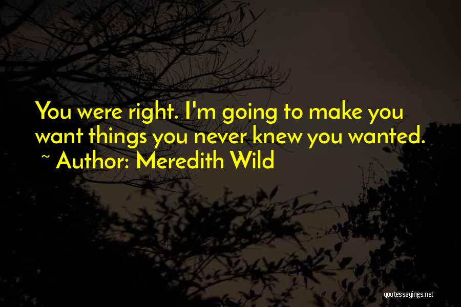 Meredith Wild Quotes: You Were Right. I'm Going To Make You Want Things You Never Knew You Wanted.