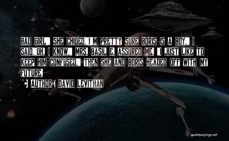 David Levithan Quotes: Bad Girl! She Chided.i'm Pretty Sure Boris Is A Boy, I Said.oh, I Know, Mrs. Basil E. Assured Me. I