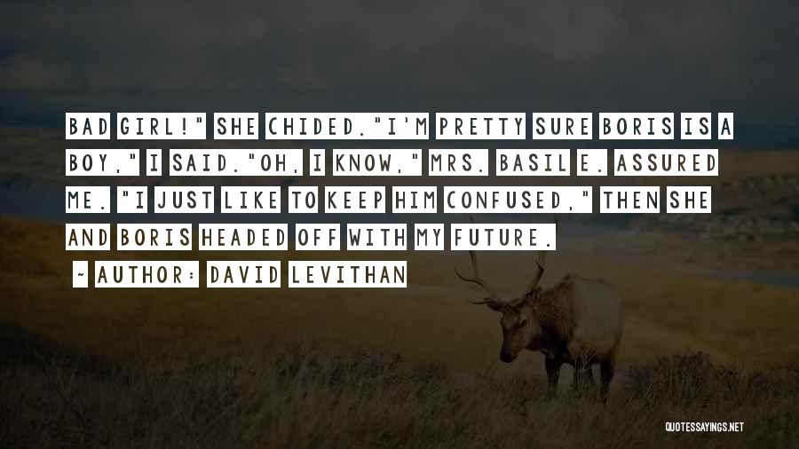 David Levithan Quotes: Bad Girl! She Chided.i'm Pretty Sure Boris Is A Boy, I Said.oh, I Know, Mrs. Basil E. Assured Me. I