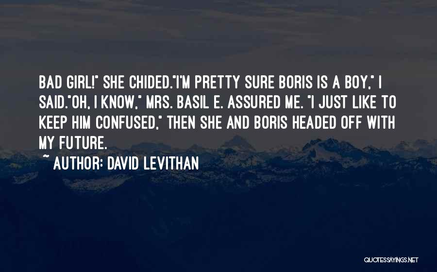 David Levithan Quotes: Bad Girl! She Chided.i'm Pretty Sure Boris Is A Boy, I Said.oh, I Know, Mrs. Basil E. Assured Me. I