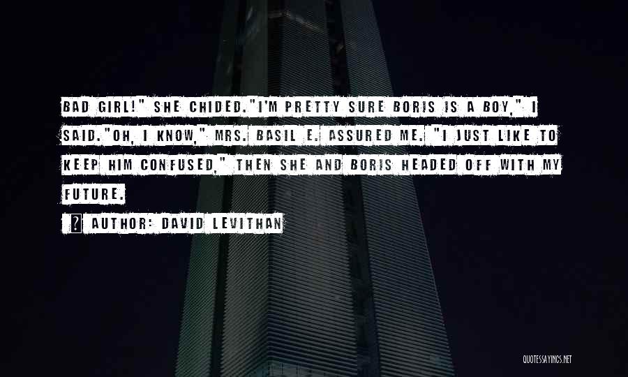 David Levithan Quotes: Bad Girl! She Chided.i'm Pretty Sure Boris Is A Boy, I Said.oh, I Know, Mrs. Basil E. Assured Me. I