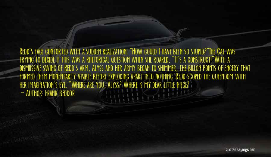 Frank Beddor Quotes: Redd's Face Contorted With A Sudden Realization. How Could I Have Been So Stupid?the Cat Was Trying To Decide If