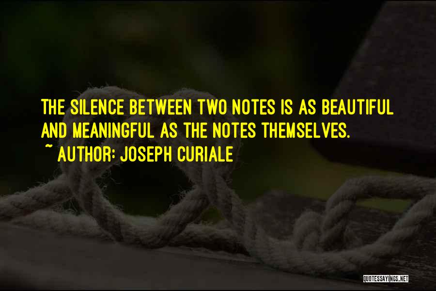 Joseph Curiale Quotes: The Silence Between Two Notes Is As Beautiful And Meaningful As The Notes Themselves.