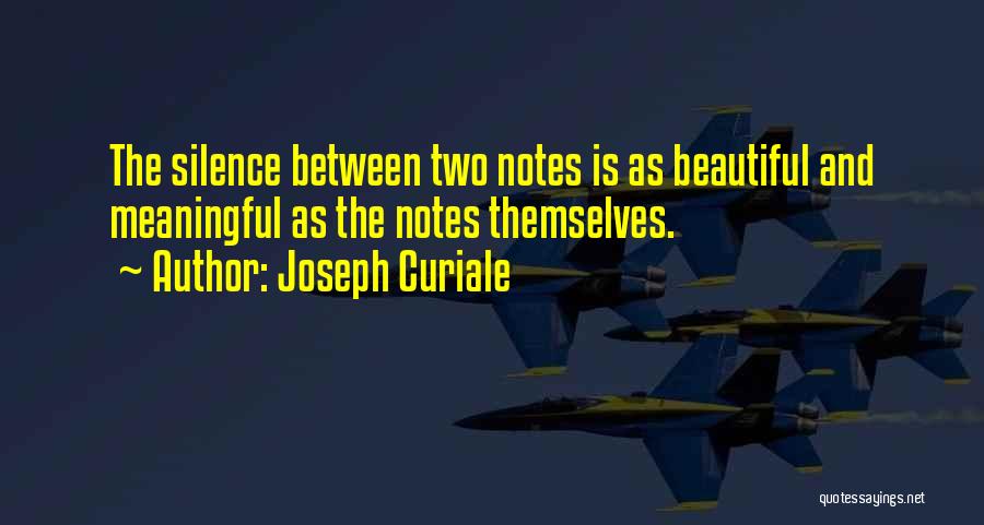 Joseph Curiale Quotes: The Silence Between Two Notes Is As Beautiful And Meaningful As The Notes Themselves.