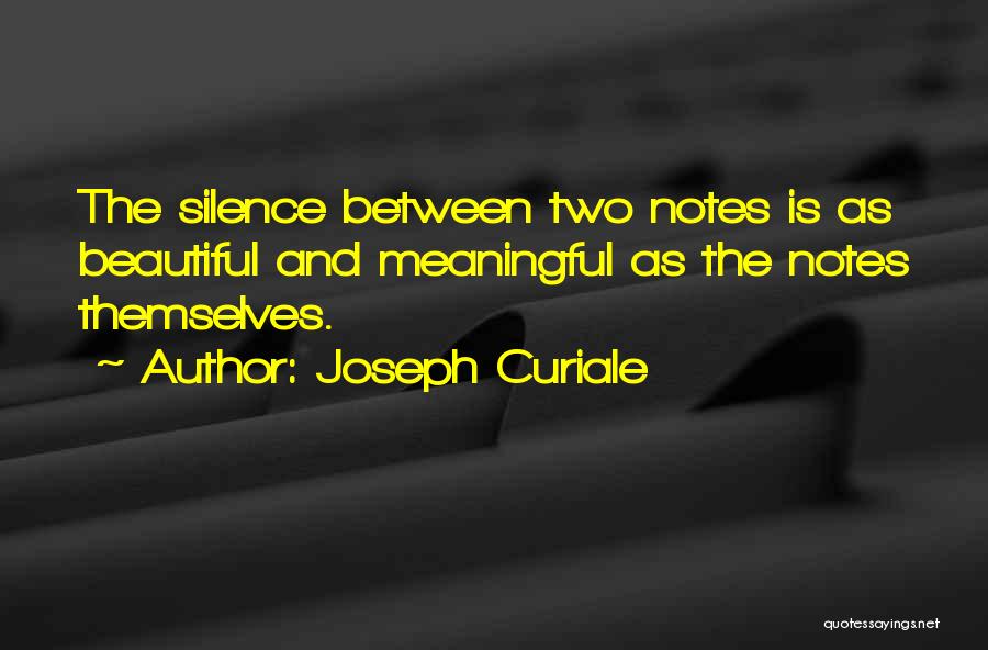 Joseph Curiale Quotes: The Silence Between Two Notes Is As Beautiful And Meaningful As The Notes Themselves.