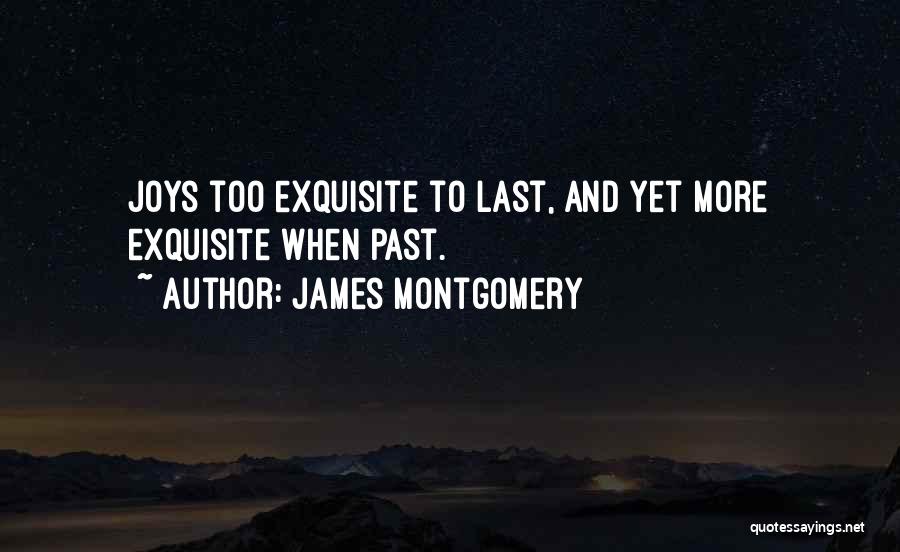 James Montgomery Quotes: Joys Too Exquisite To Last, And Yet More Exquisite When Past.