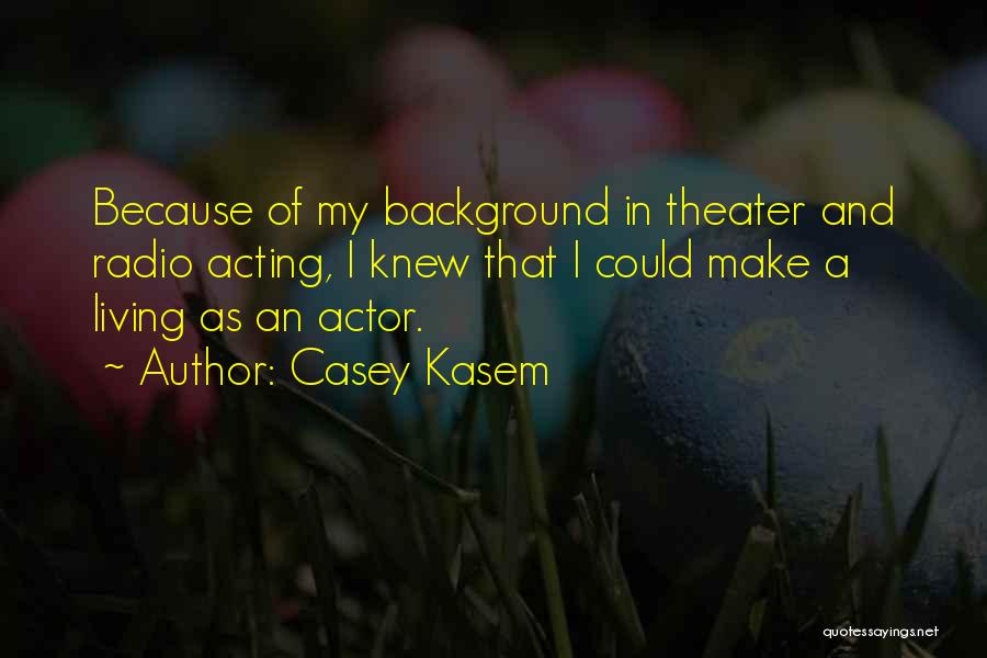 Casey Kasem Quotes: Because Of My Background In Theater And Radio Acting, I Knew That I Could Make A Living As An Actor.
