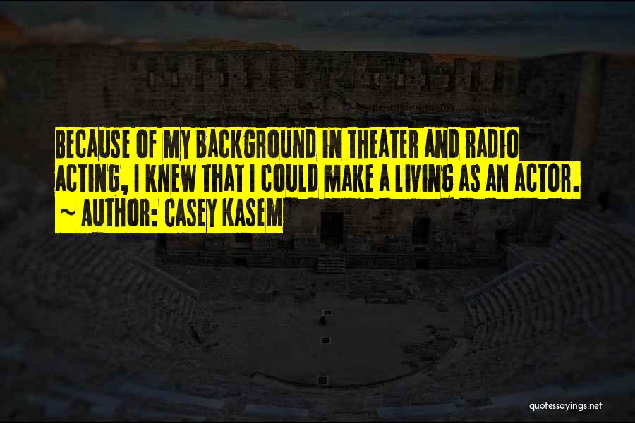 Casey Kasem Quotes: Because Of My Background In Theater And Radio Acting, I Knew That I Could Make A Living As An Actor.