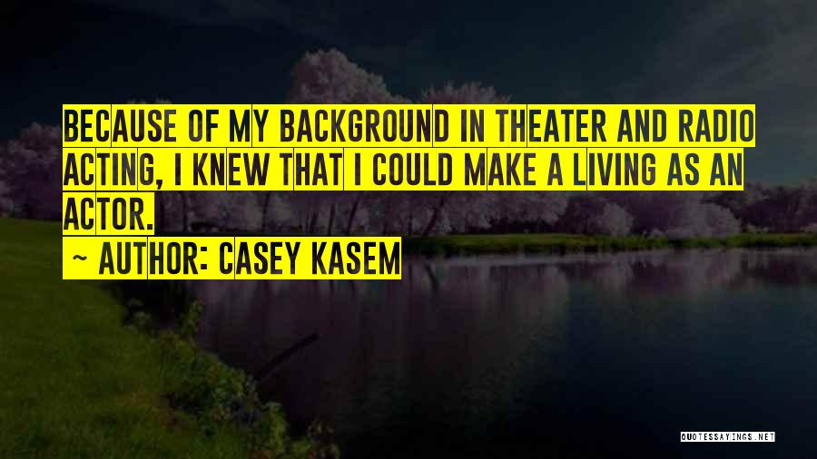 Casey Kasem Quotes: Because Of My Background In Theater And Radio Acting, I Knew That I Could Make A Living As An Actor.