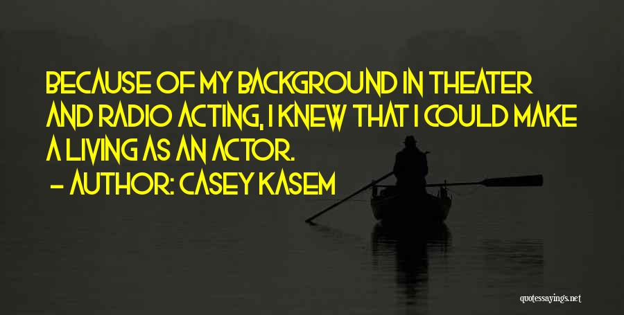 Casey Kasem Quotes: Because Of My Background In Theater And Radio Acting, I Knew That I Could Make A Living As An Actor.