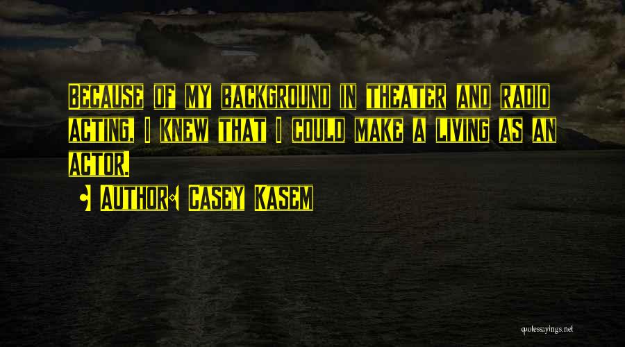 Casey Kasem Quotes: Because Of My Background In Theater And Radio Acting, I Knew That I Could Make A Living As An Actor.