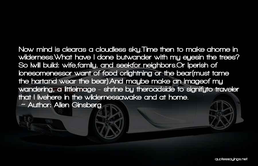 Allen Ginsberg Quotes: Now Mind Is Clearas A Cloudless Sky.time Then To Make Ahome In Wilderness.what Have I Done Butwander With My Eyesin