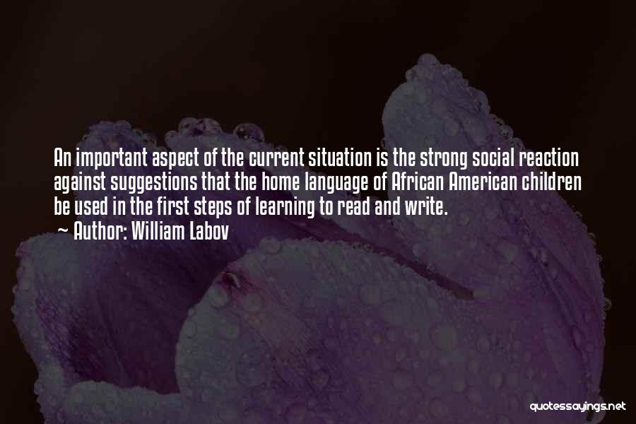 William Labov Quotes: An Important Aspect Of The Current Situation Is The Strong Social Reaction Against Suggestions That The Home Language Of African