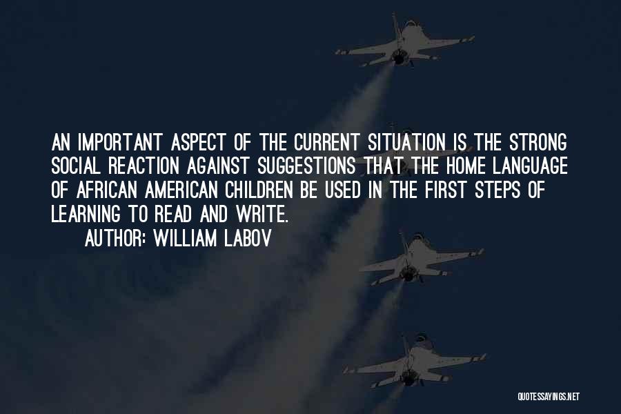 William Labov Quotes: An Important Aspect Of The Current Situation Is The Strong Social Reaction Against Suggestions That The Home Language Of African