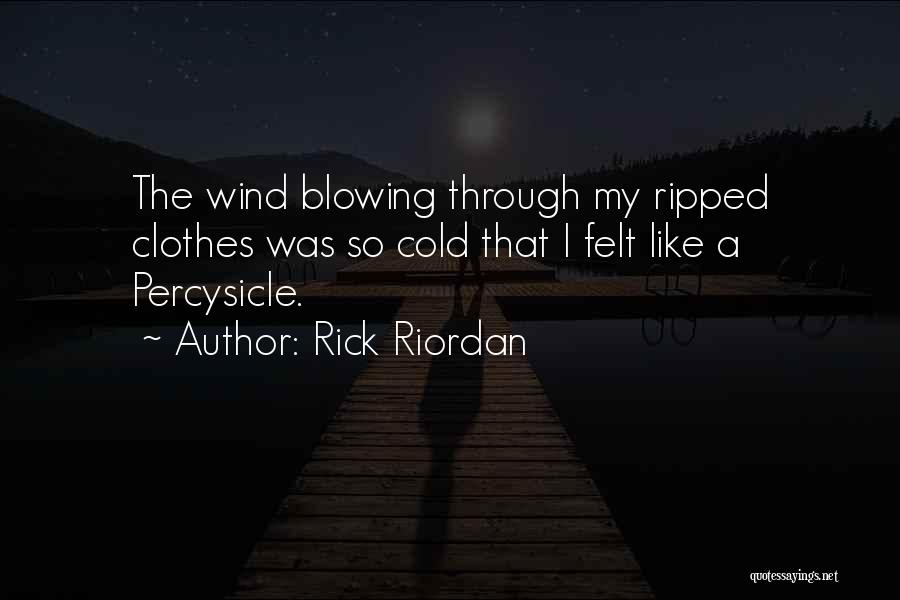Rick Riordan Quotes: The Wind Blowing Through My Ripped Clothes Was So Cold That I Felt Like A Percysicle.