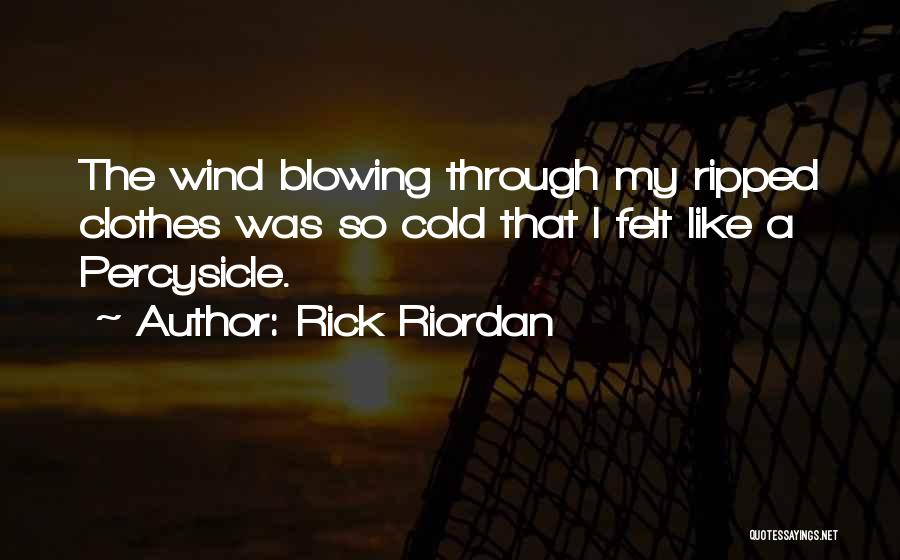 Rick Riordan Quotes: The Wind Blowing Through My Ripped Clothes Was So Cold That I Felt Like A Percysicle.