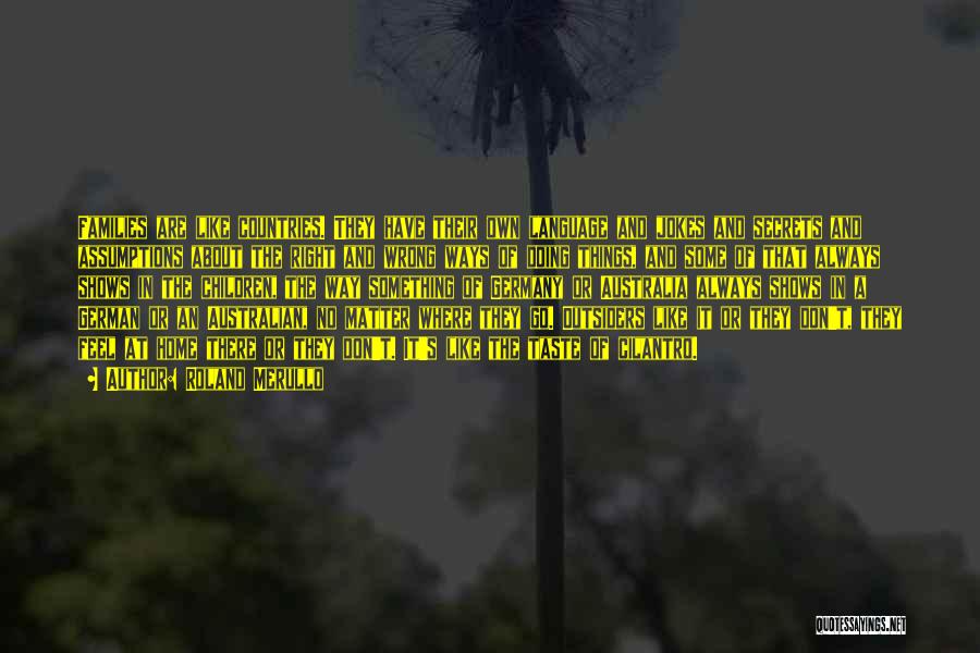 Roland Merullo Quotes: Families Are Like Countries. They Have Their Own Language And Jokes And Secrets And Assumptions About The Right And Wrong