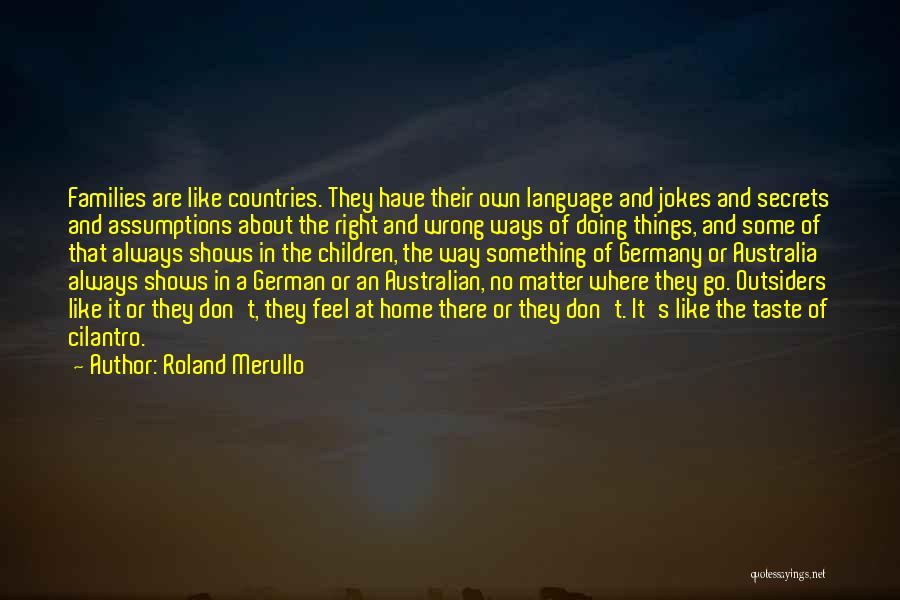 Roland Merullo Quotes: Families Are Like Countries. They Have Their Own Language And Jokes And Secrets And Assumptions About The Right And Wrong