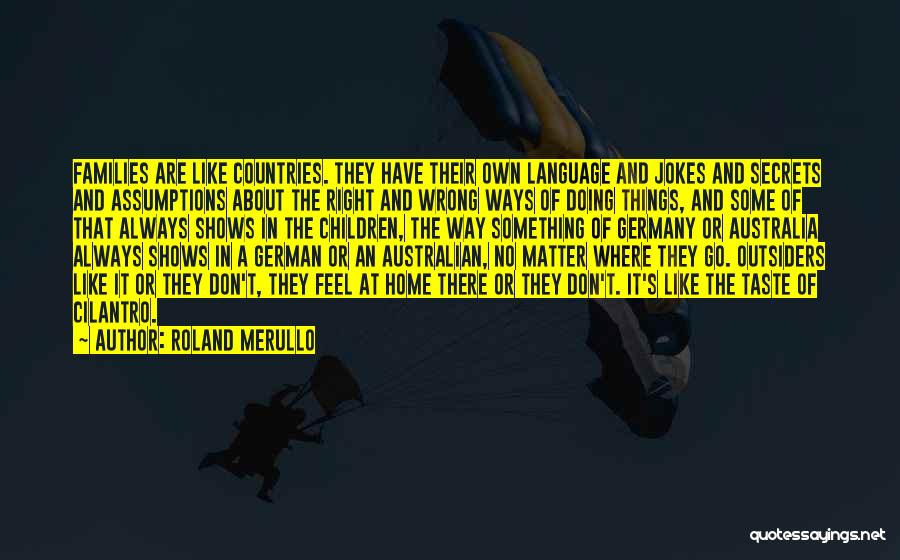 Roland Merullo Quotes: Families Are Like Countries. They Have Their Own Language And Jokes And Secrets And Assumptions About The Right And Wrong