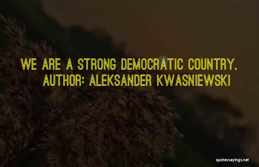Aleksander Kwasniewski Quotes: We Are A Strong Democratic Country.