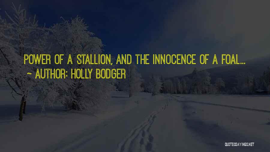 Holly Bodger Quotes: Power Of A Stallion, And The Innocence Of A Foal...