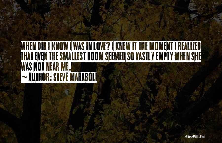 Steve Maraboli Quotes: When Did I Know I Was In Love? I Knew It The Moment I Realized That Even The Smallest Room