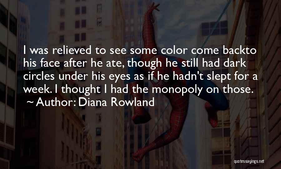 Diana Rowland Quotes: I Was Relieved To See Some Color Come Backto His Face After He Ate, Though He Still Had Dark Circles