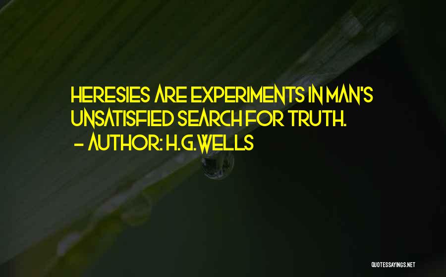 H.G.Wells Quotes: Heresies Are Experiments In Man's Unsatisfied Search For Truth.