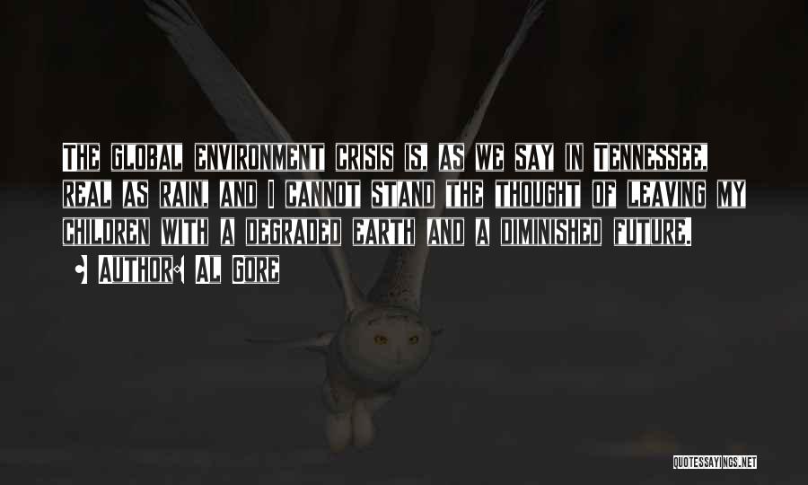 Al Gore Quotes: The Global Environment Crisis Is, As We Say In Tennessee, Real As Rain, And I Cannot Stand The Thought Of