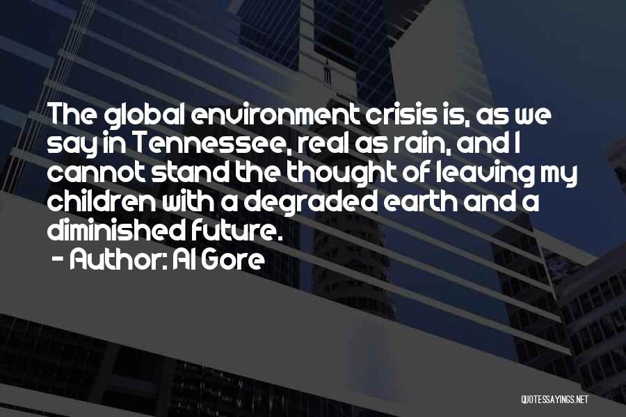 Al Gore Quotes: The Global Environment Crisis Is, As We Say In Tennessee, Real As Rain, And I Cannot Stand The Thought Of