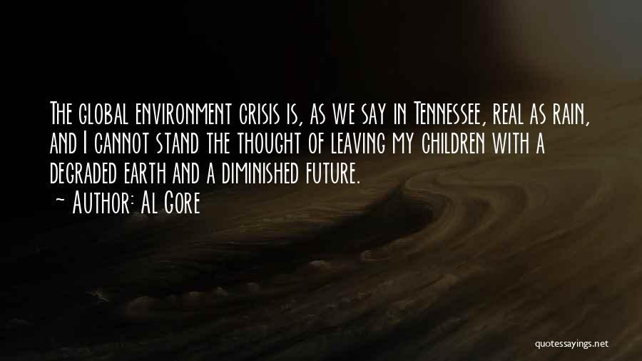 Al Gore Quotes: The Global Environment Crisis Is, As We Say In Tennessee, Real As Rain, And I Cannot Stand The Thought Of