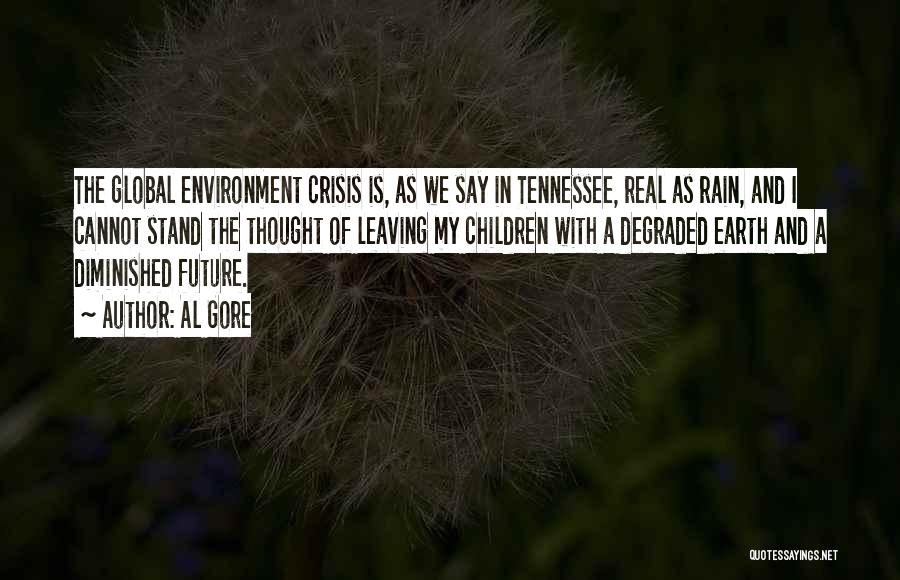 Al Gore Quotes: The Global Environment Crisis Is, As We Say In Tennessee, Real As Rain, And I Cannot Stand The Thought Of