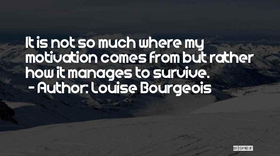 Louise Bourgeois Quotes: It Is Not So Much Where My Motivation Comes From But Rather How It Manages To Survive.