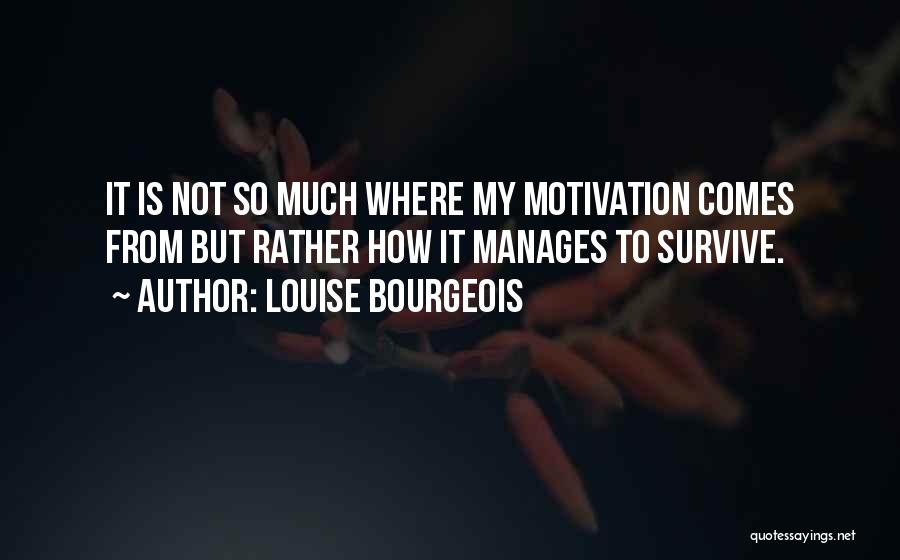 Louise Bourgeois Quotes: It Is Not So Much Where My Motivation Comes From But Rather How It Manages To Survive.