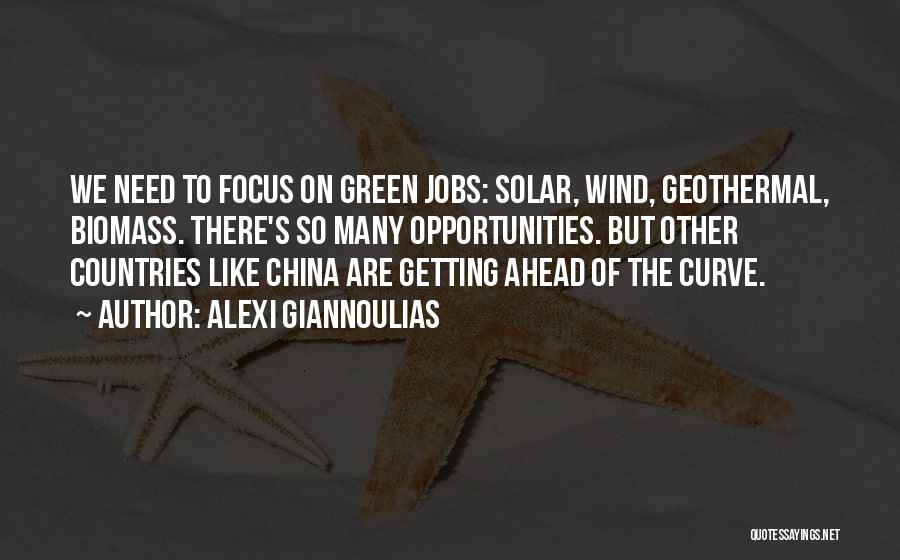 Alexi Giannoulias Quotes: We Need To Focus On Green Jobs: Solar, Wind, Geothermal, Biomass. There's So Many Opportunities. But Other Countries Like China
