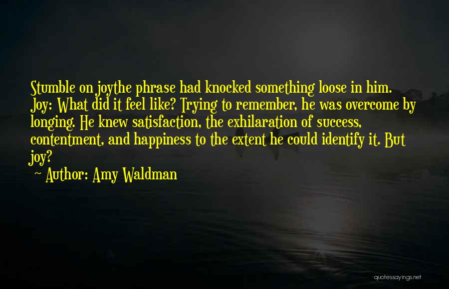 Amy Waldman Quotes: Stumble On Joythe Phrase Had Knocked Something Loose In Him. Joy: What Did It Feel Like? Trying To Remember, He