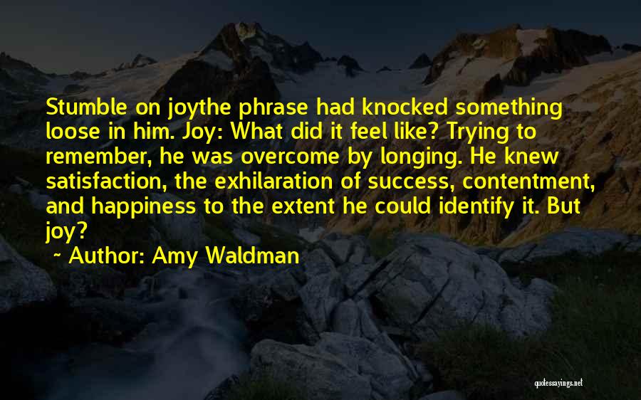 Amy Waldman Quotes: Stumble On Joythe Phrase Had Knocked Something Loose In Him. Joy: What Did It Feel Like? Trying To Remember, He