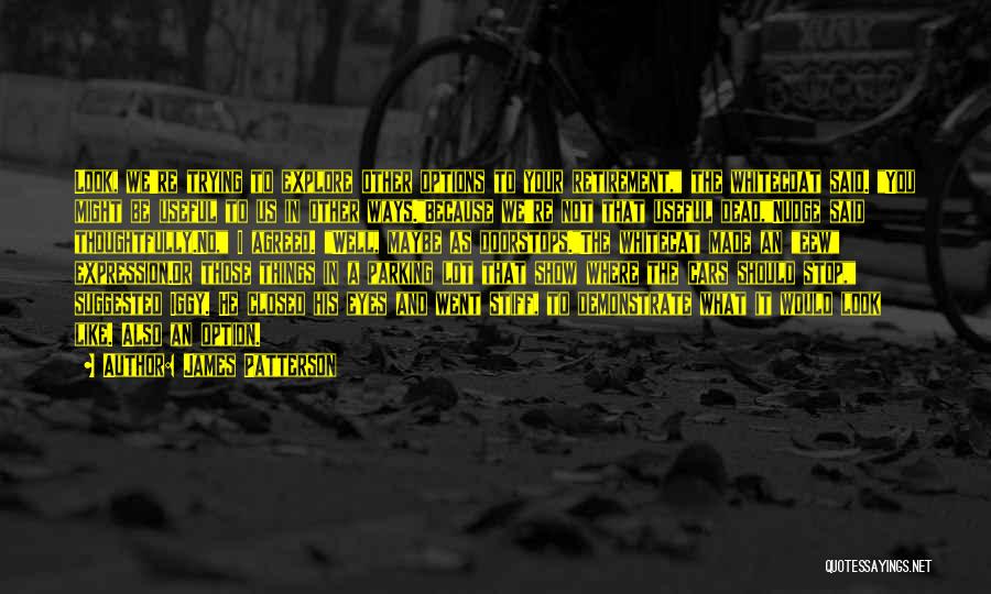 James Patterson Quotes: Look, We're Trying To Explore Other Options To Your Retirement, The Whitecoat Said. You Might Be Useful To Us In