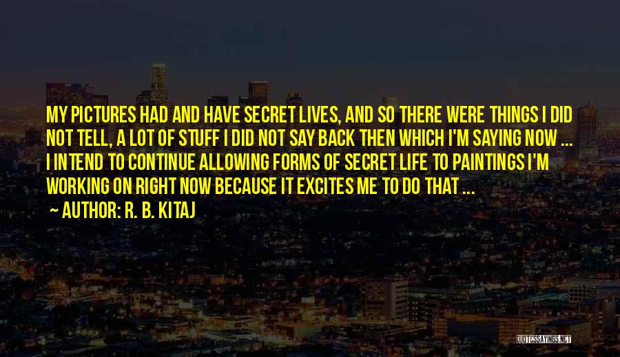 R. B. Kitaj Quotes: My Pictures Had And Have Secret Lives, And So There Were Things I Did Not Tell, A Lot Of Stuff