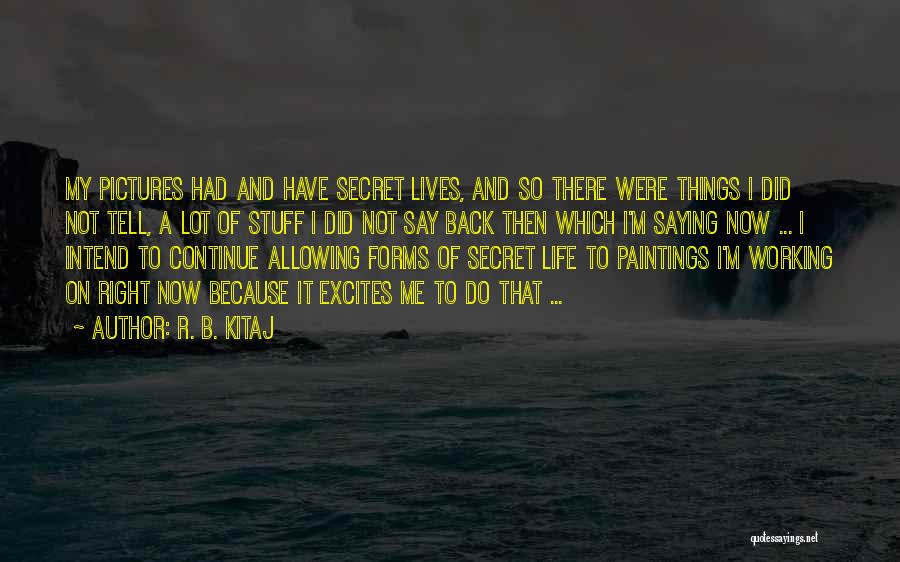R. B. Kitaj Quotes: My Pictures Had And Have Secret Lives, And So There Were Things I Did Not Tell, A Lot Of Stuff