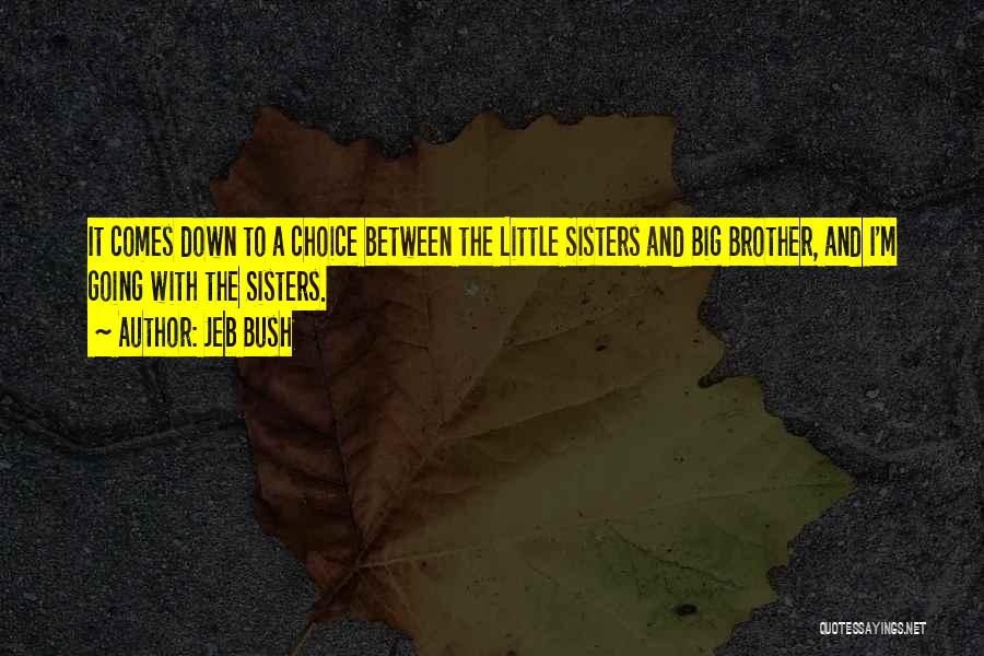 Jeb Bush Quotes: It Comes Down To A Choice Between The Little Sisters And Big Brother, And I'm Going With The Sisters.