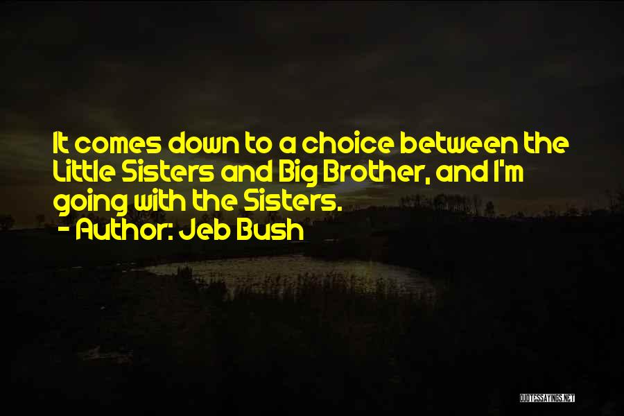 Jeb Bush Quotes: It Comes Down To A Choice Between The Little Sisters And Big Brother, And I'm Going With The Sisters.