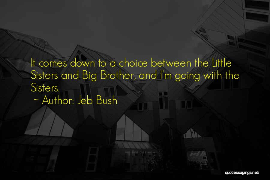 Jeb Bush Quotes: It Comes Down To A Choice Between The Little Sisters And Big Brother, And I'm Going With The Sisters.