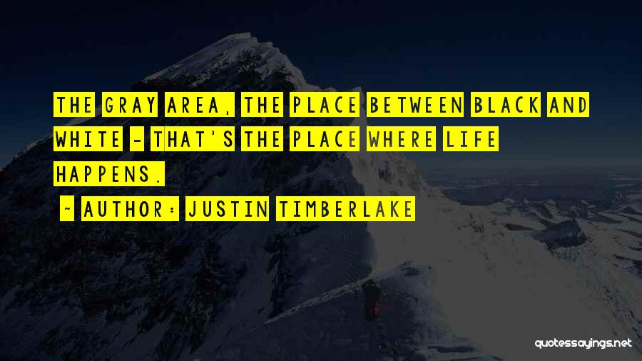 Justin Timberlake Quotes: The Gray Area, The Place Between Black And White - That's The Place Where Life Happens.