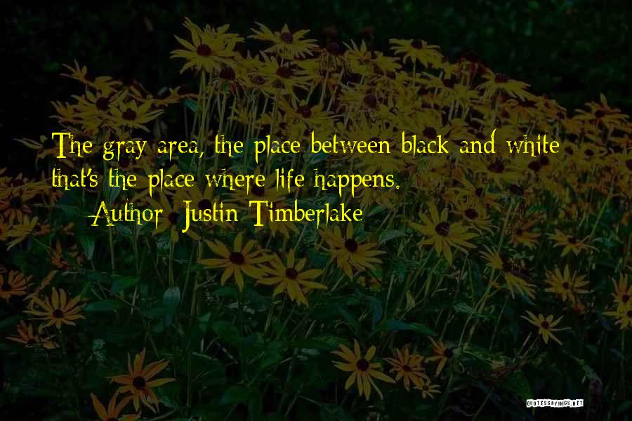 Justin Timberlake Quotes: The Gray Area, The Place Between Black And White - That's The Place Where Life Happens.