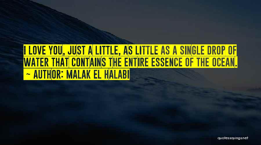 Malak El Halabi Quotes: I Love You, Just A Little, As Little As A Single Drop Of Water That Contains The Entire Essence Of