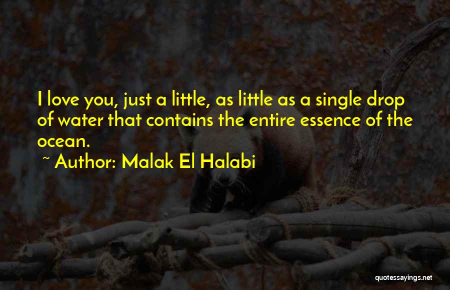 Malak El Halabi Quotes: I Love You, Just A Little, As Little As A Single Drop Of Water That Contains The Entire Essence Of