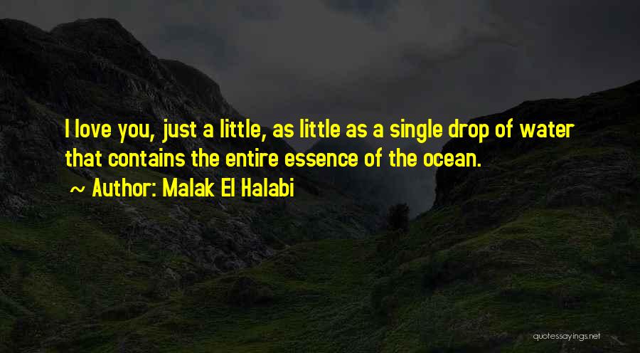 Malak El Halabi Quotes: I Love You, Just A Little, As Little As A Single Drop Of Water That Contains The Entire Essence Of