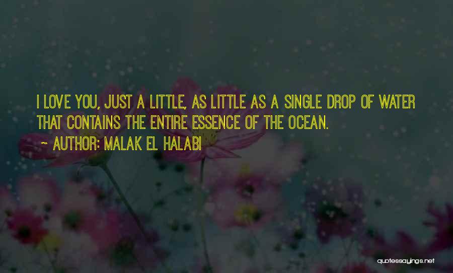 Malak El Halabi Quotes: I Love You, Just A Little, As Little As A Single Drop Of Water That Contains The Entire Essence Of